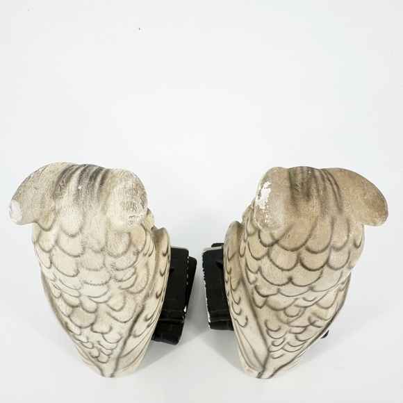 Vintage Roman Art Robia Ware Pair of Horned Owl Bookends - Picture 3 of 7